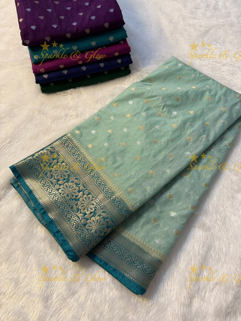 Exquisite Blue-Green Banarasi Saree for Wedding Elegance