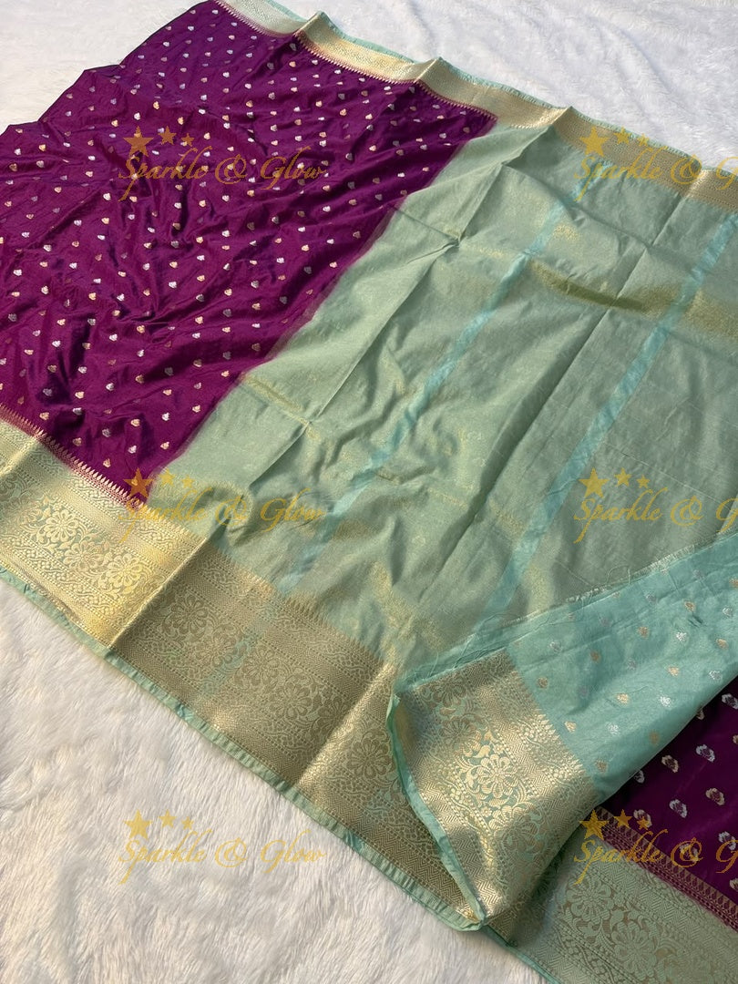 Exquisite Blue-Green Banarasi Saree for Wedding Elegance