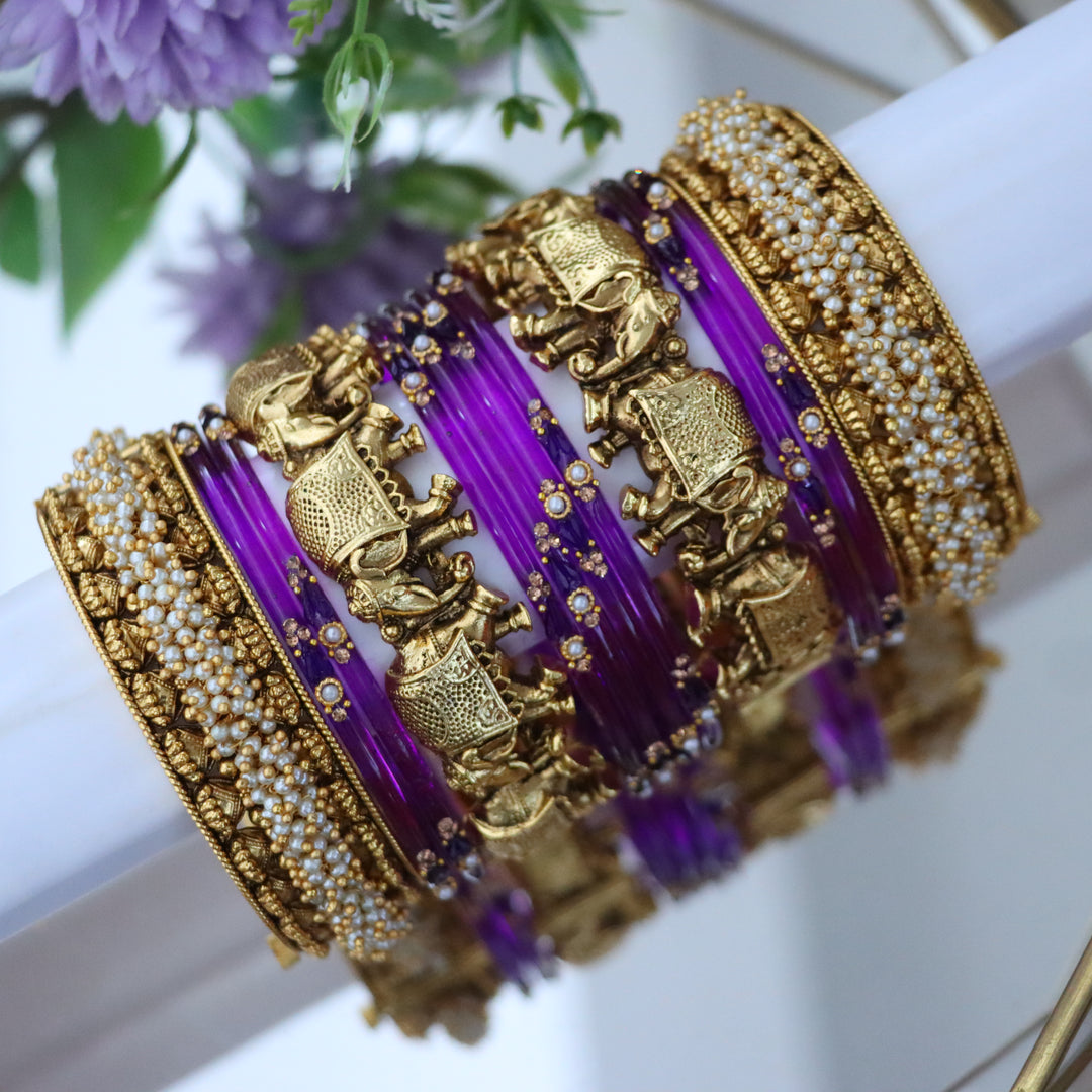 Elephant-Inspired Pearl Bangles - Unique Elegance