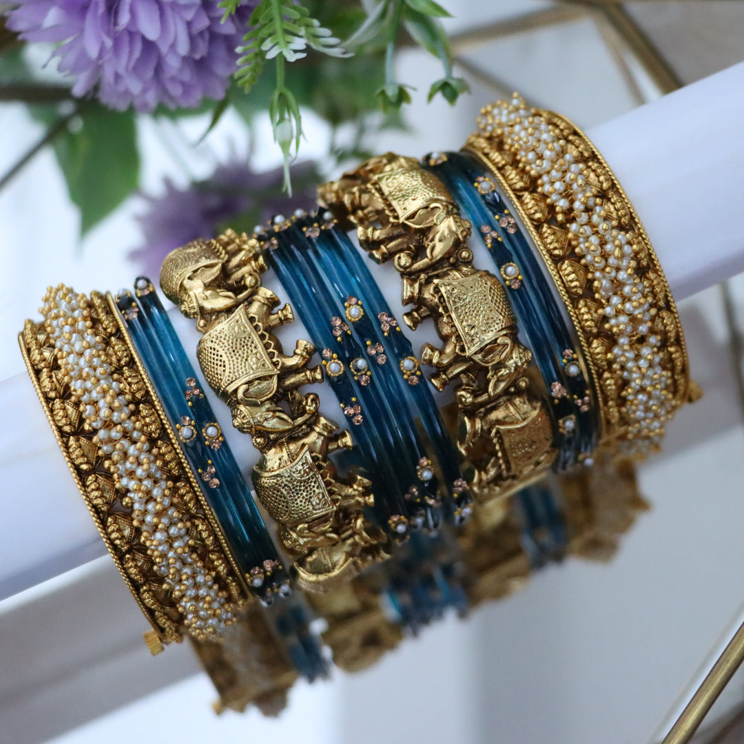 Elephant-Inspired Pearl Bangles - Unique Elegance