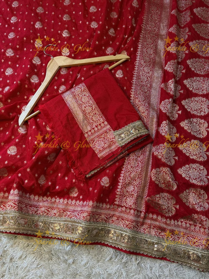 Exquisite Banarasi Georgette Saree with Zari Work - Perfect for Festivals