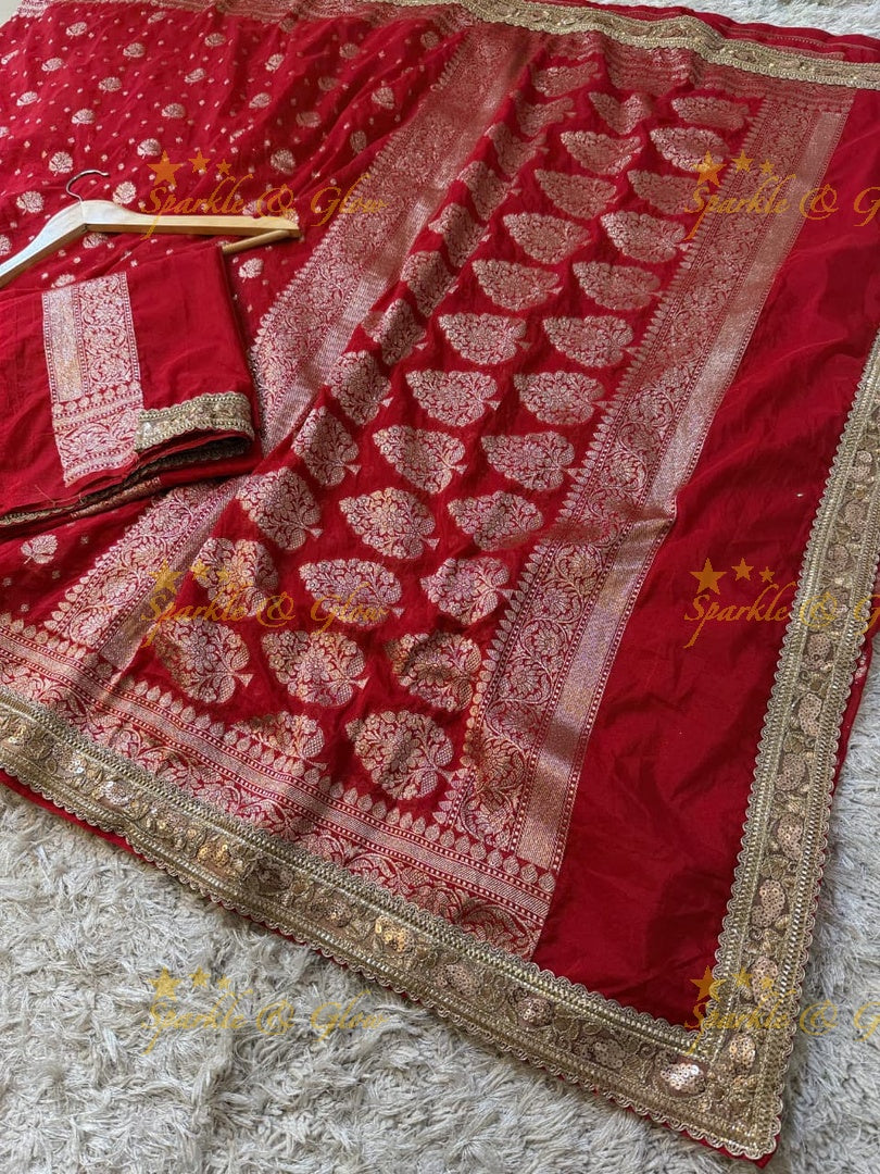 Exquisite Banarasi Georgette Saree with Zari Work - Perfect for Festivals