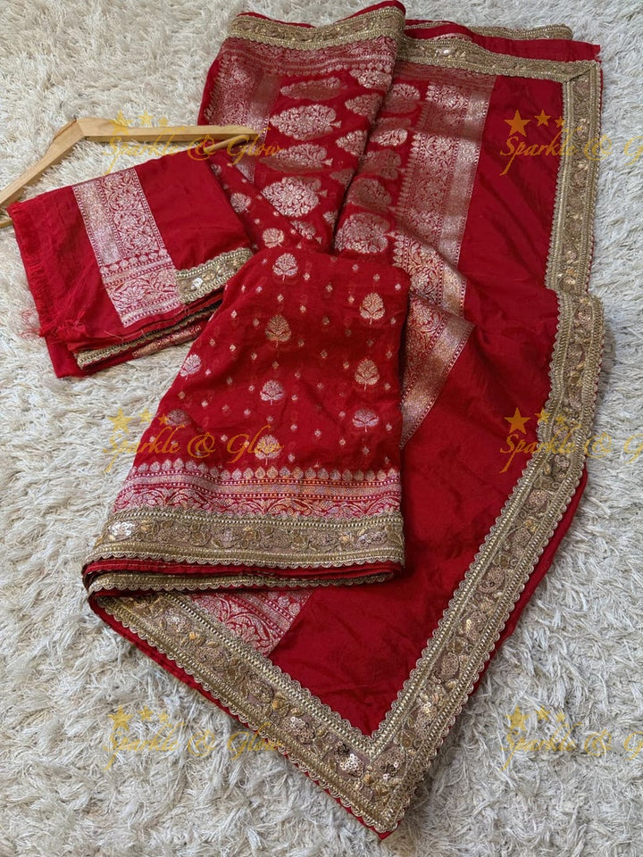 Exquisite Banarasi Georgette Saree with Zari Work - Perfect for Festivals