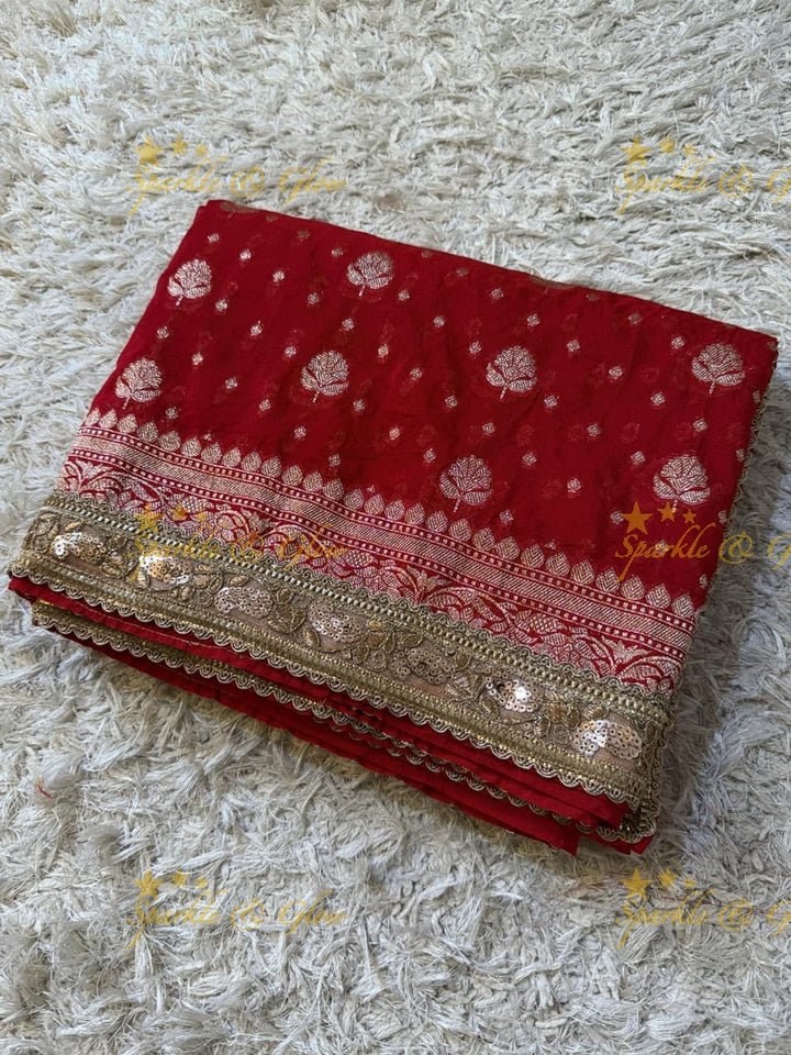 Exquisite Banarasi Georgette Saree with Zari Work - Perfect for Festivals