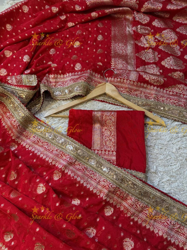 Exquisite Banarasi Georgette Saree with Zari Work - Perfect for Festivals