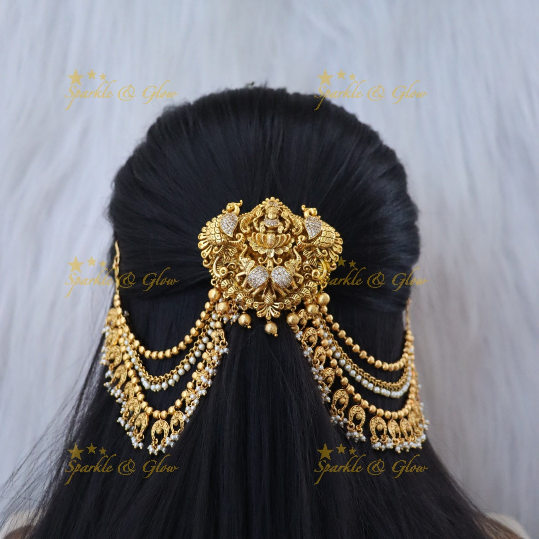 Luxurious Lakshmi Elephant Earchain Hair Jewel