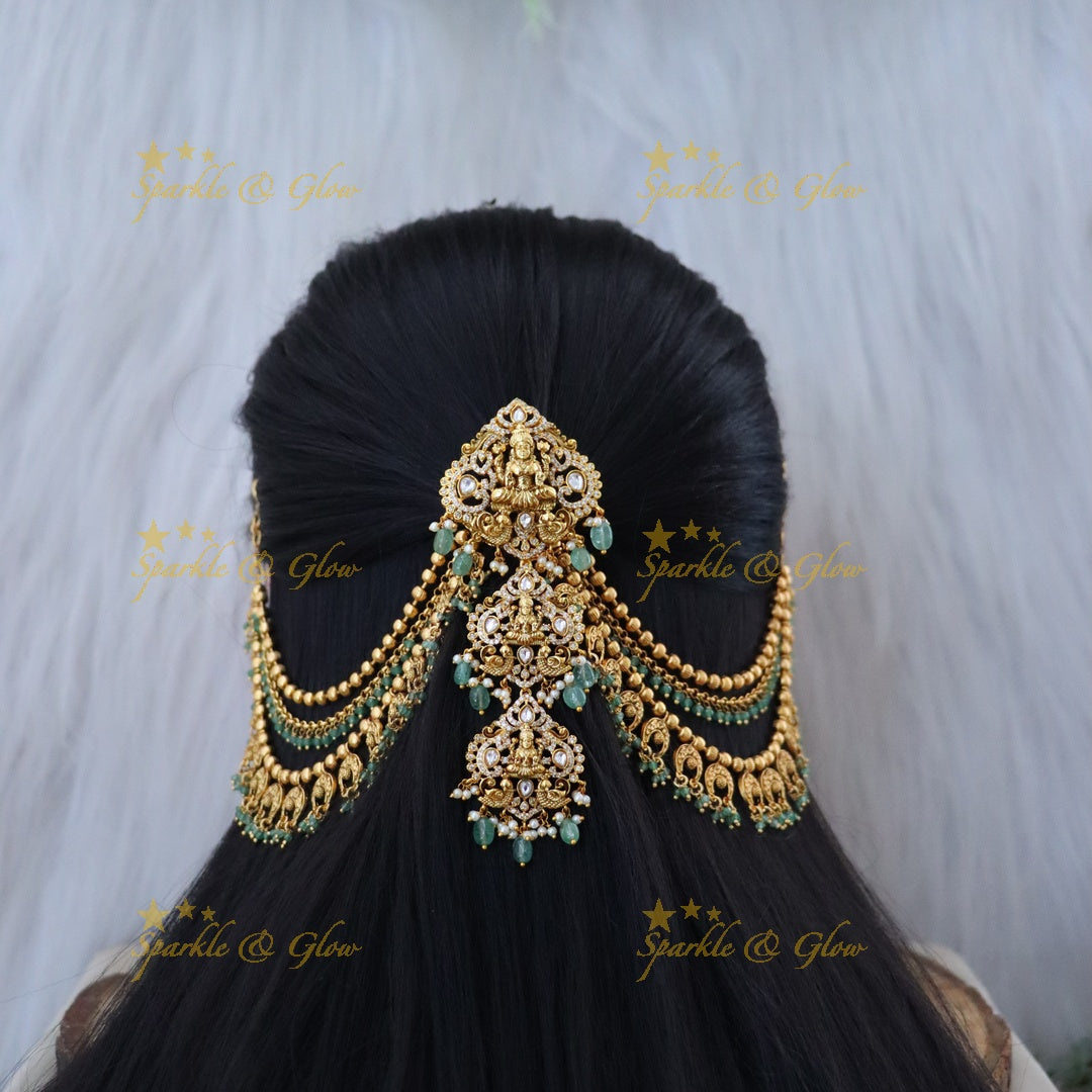 Exquisite Lakshmi Jadabilla Earchain Set - Sparkle & Glow