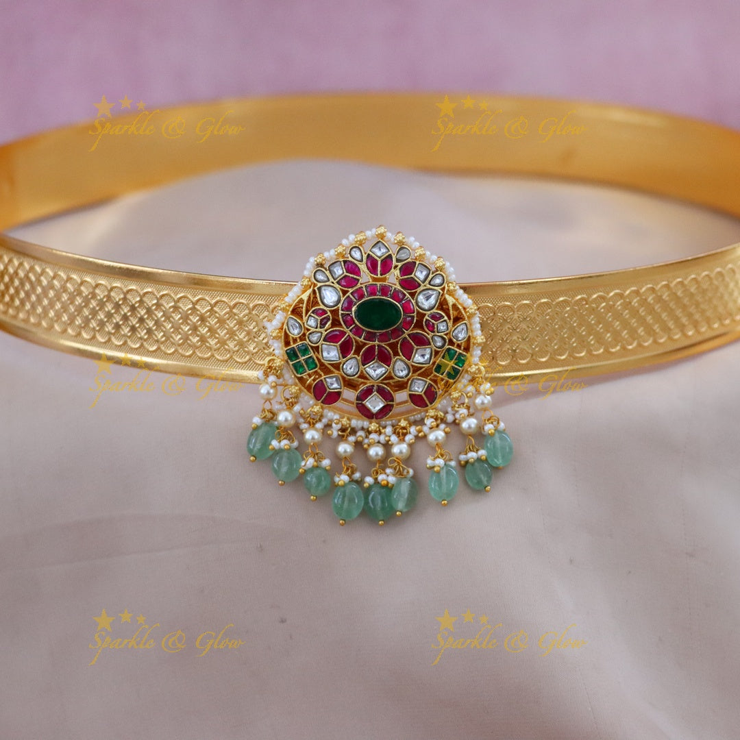 Exquisite Kundan Gold Hip Belt for Weddings & Festive