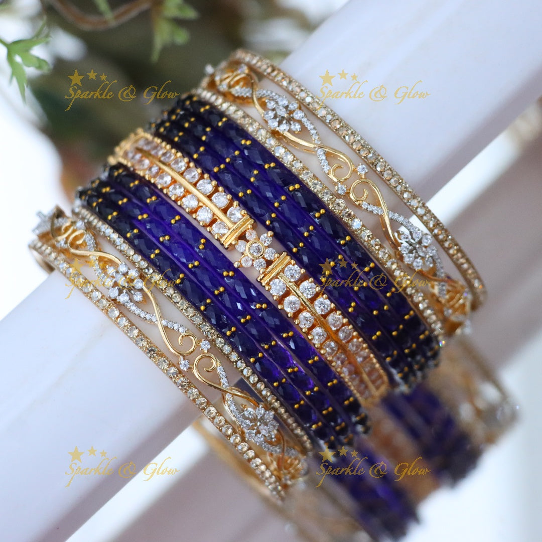 Elegant American Diamond Bridal Bangles Set Online