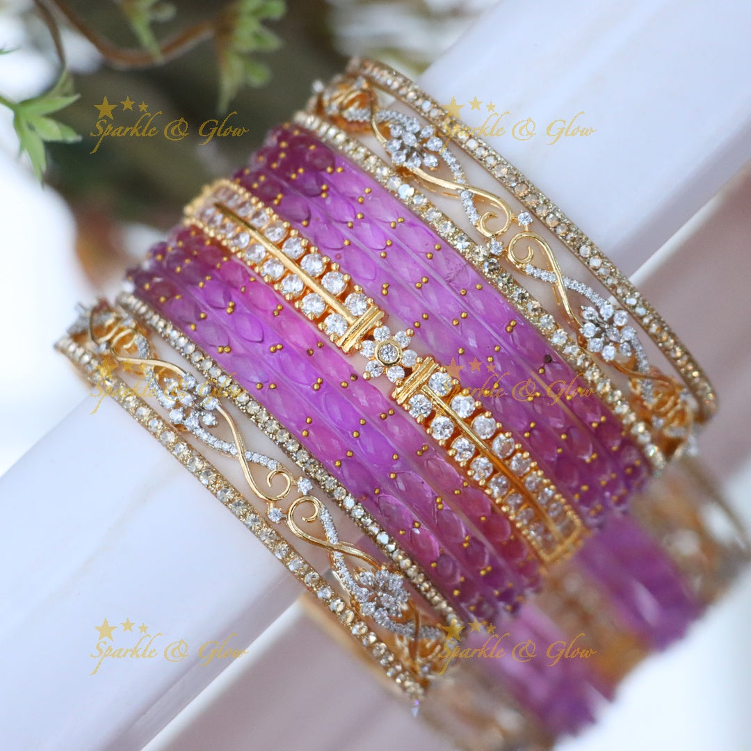 Elegant American Diamond Bridal Bangles Set Online