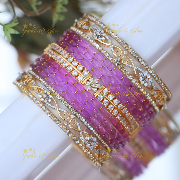 Elegant American Diamond Bridal Bangles Set Online