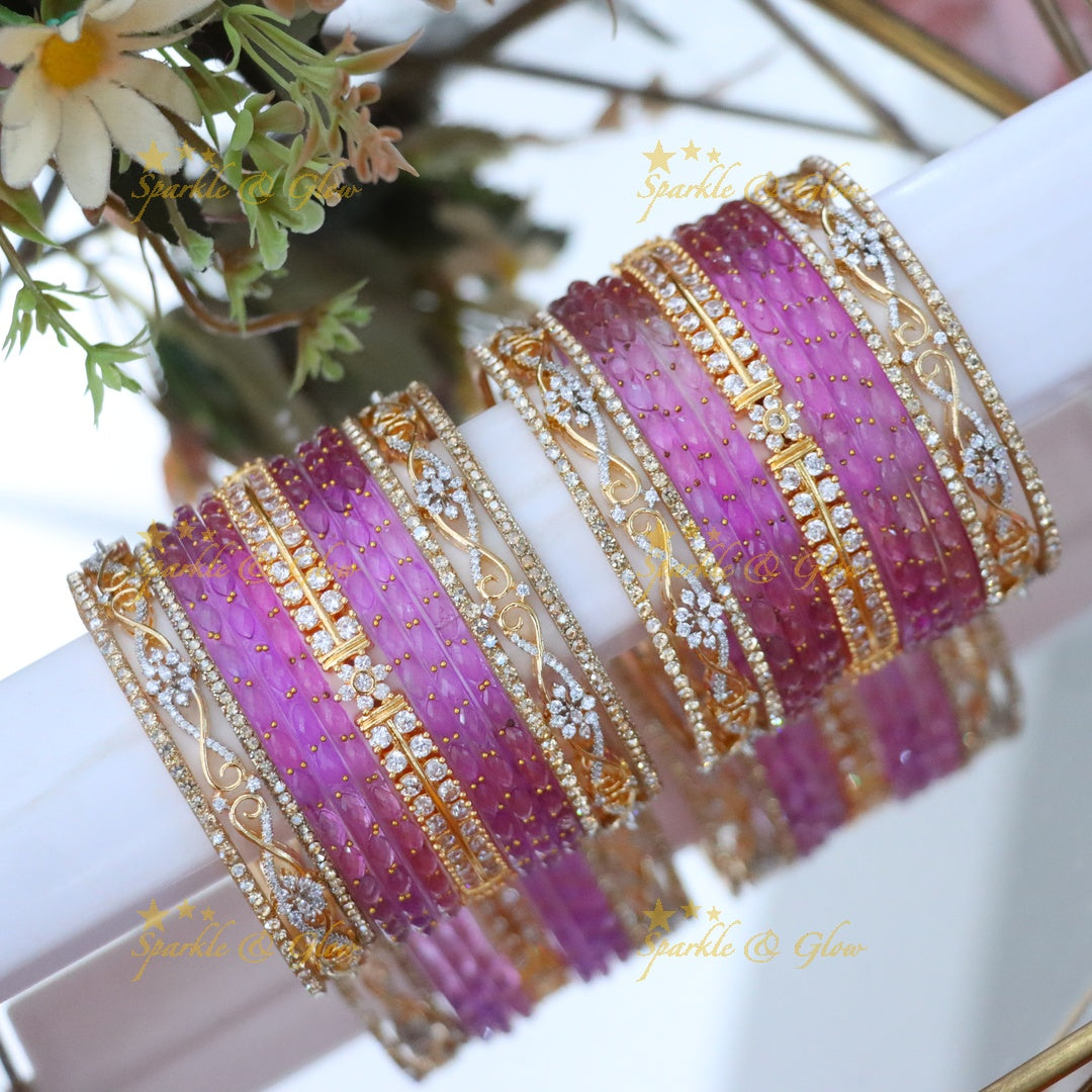 Elegant American Diamond Bridal Bangles Set Online
