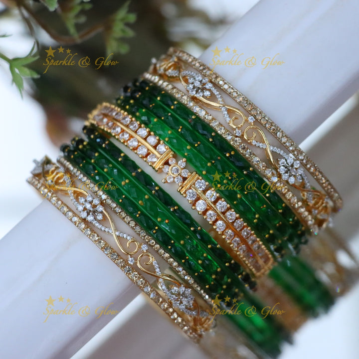 Elegant American Diamond Bridal Bangles Set Online