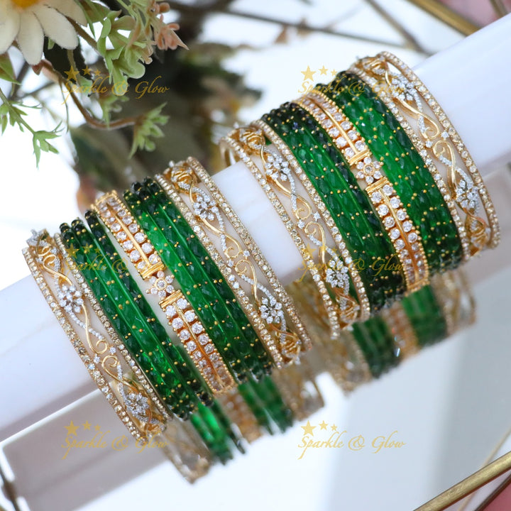 Elegant American Diamond Bridal Bangles Set Online