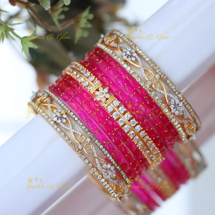 Elegant American Diamond Bridal Bangles Set Online