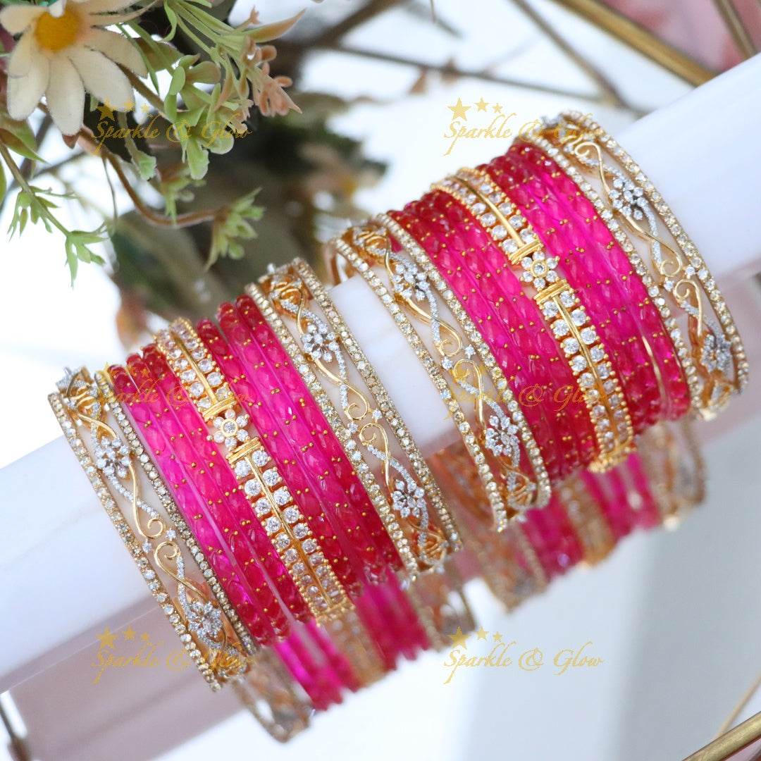 Elegant American Diamond Bridal Bangles Set Online