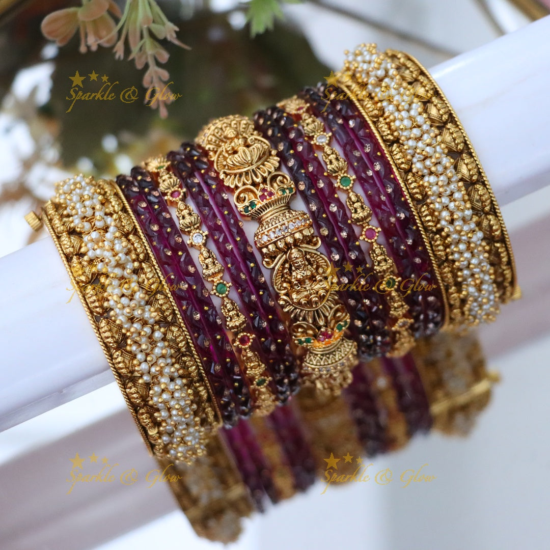Exquisite Bridal Lakshmi Pearl Bangles Set