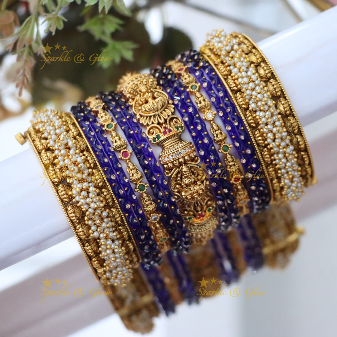 Exquisite Bridal Lakshmi Pearl Bangles Set