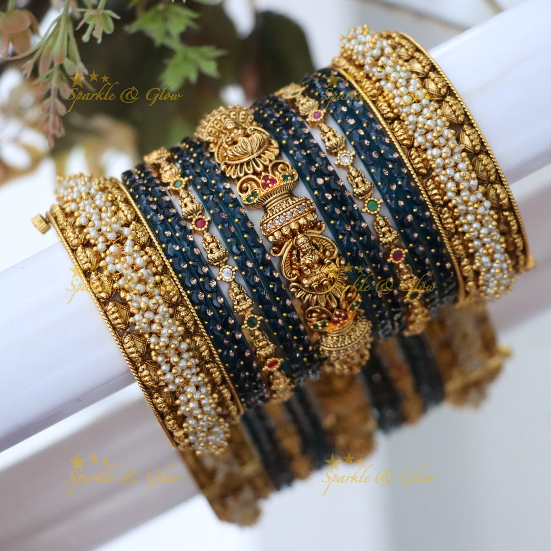 Exquisite Bridal Lakshmi Pearl Bangles Set