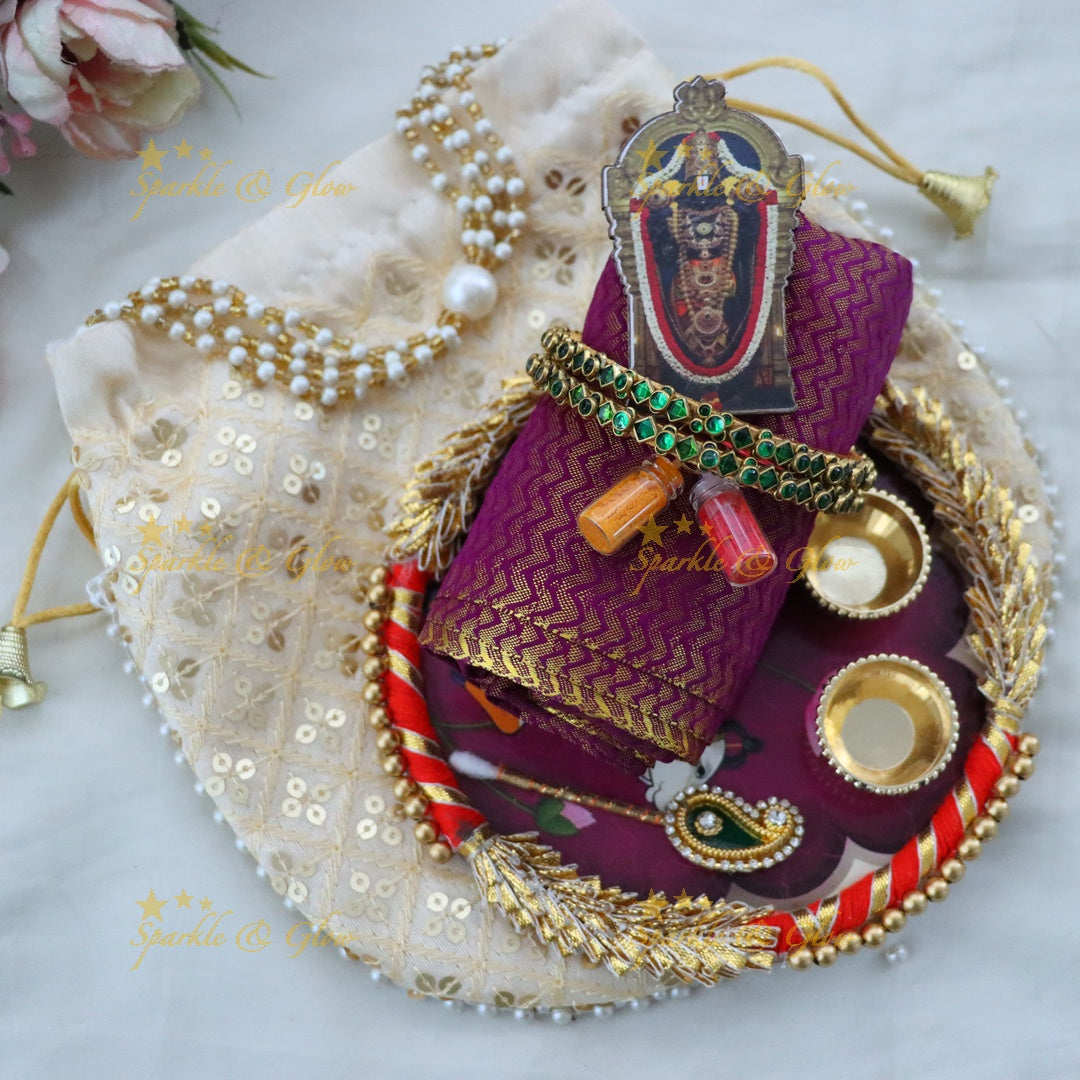 Elegant Lord Srinivasa Kumkum Return Gift Set