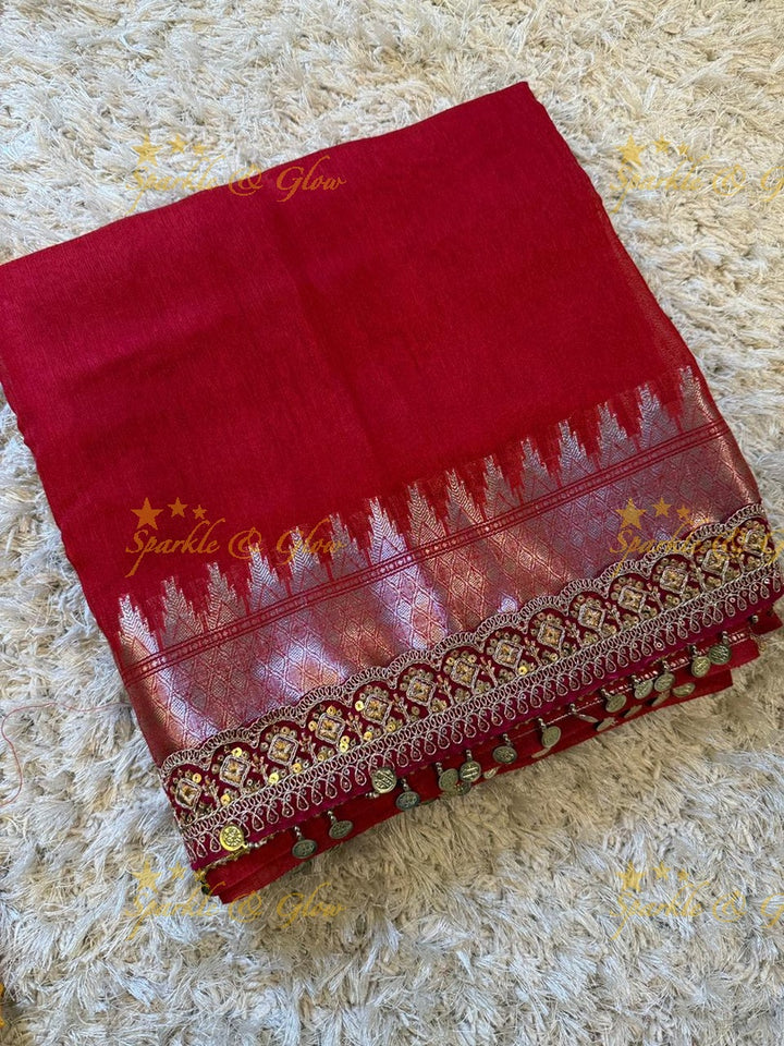 Velvet Border Yellow Ghicha Saree – Premium Elegance