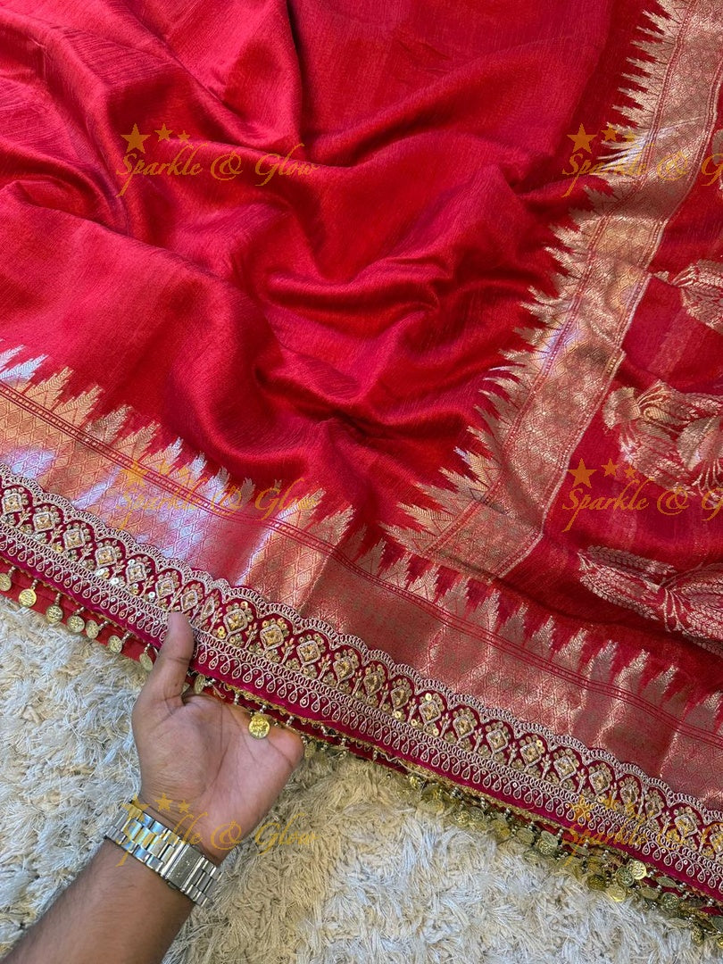 Velvet Border Yellow Ghicha Saree – Premium Elegance
