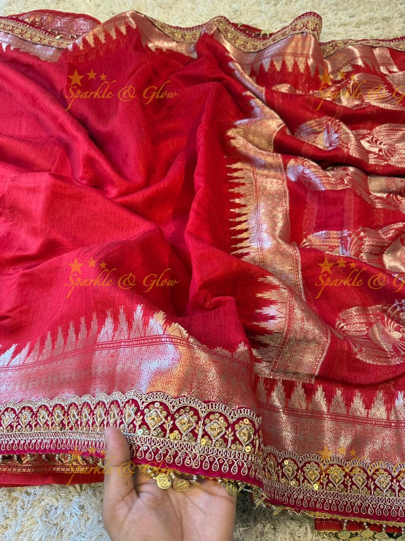 Velvet Border Yellow Ghicha Saree – Premium Elegance