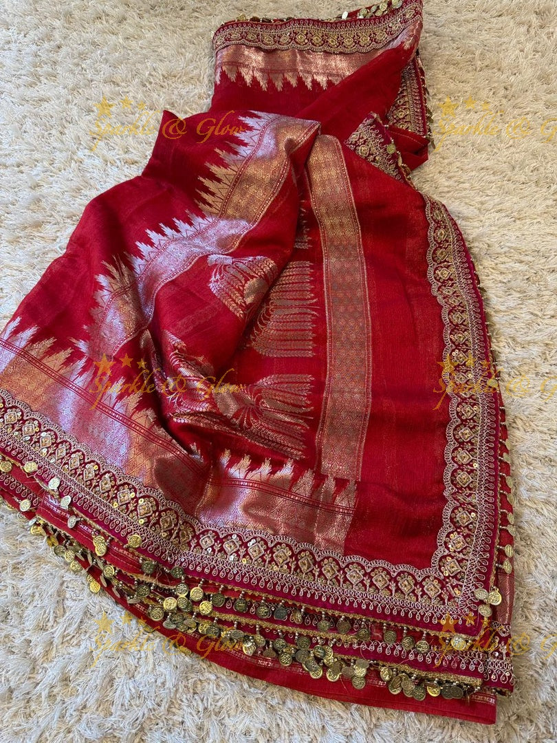 Velvet Border Yellow Ghicha Saree – Premium Elegance