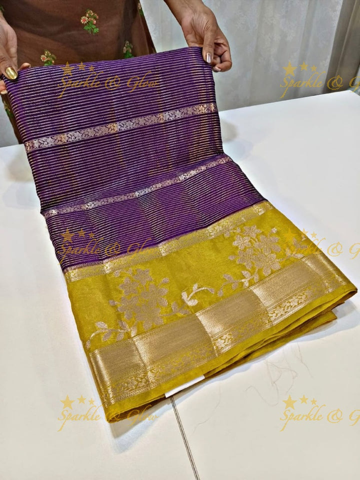 Elegant Banarasi Saree with Floral Weave in Tissue Organza