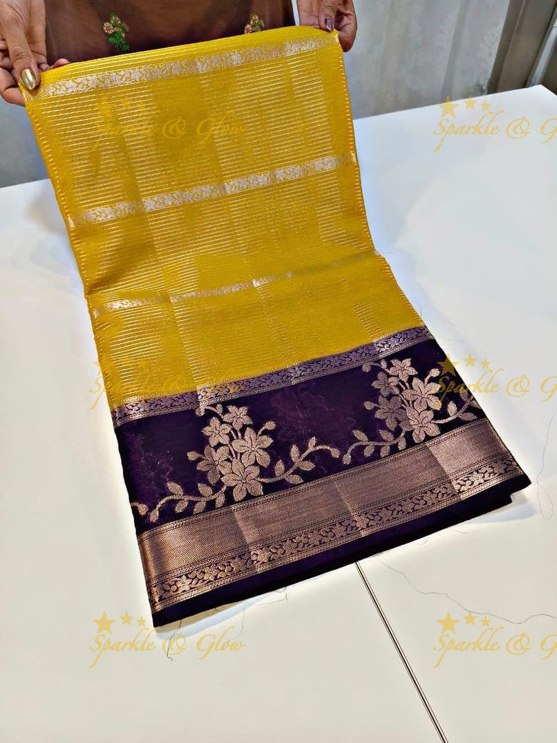 Elegant Banarasi Saree with Floral Weave in Tissue Organza
