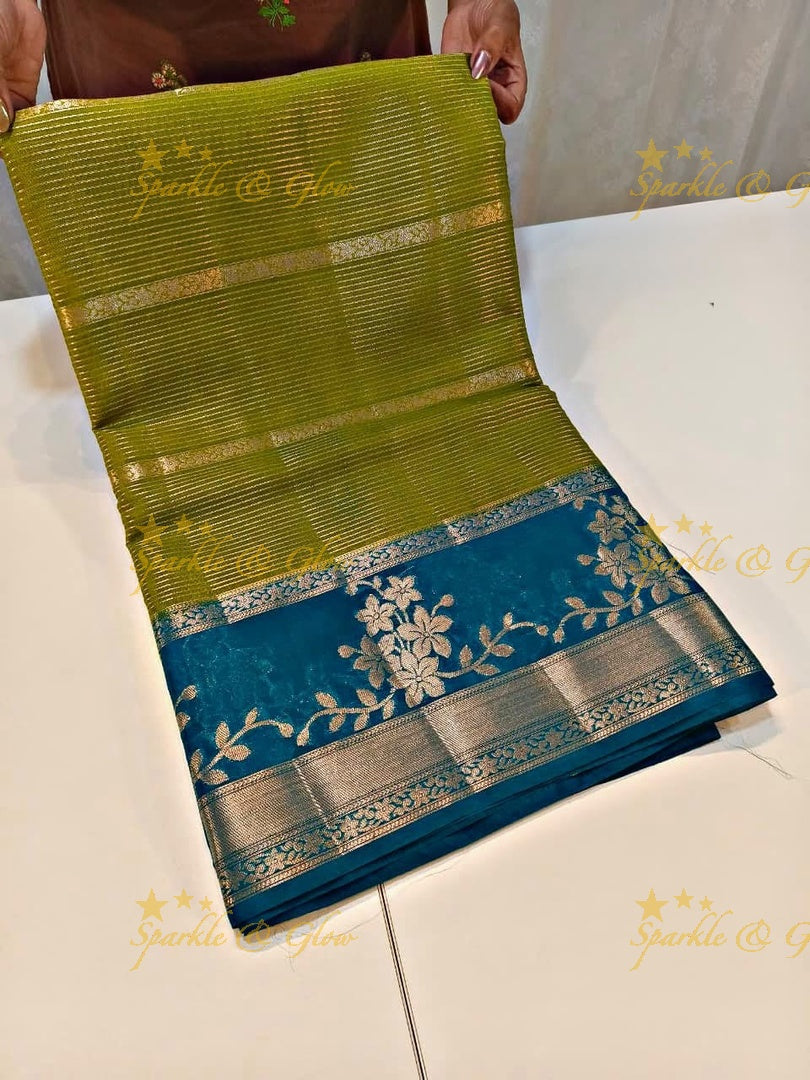 Elegant Banarasi Saree with Floral Weave in Tissue Organza