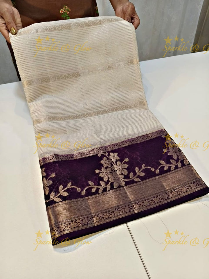 Elegant Banarasi Saree with Floral Weave in Tissue Organza