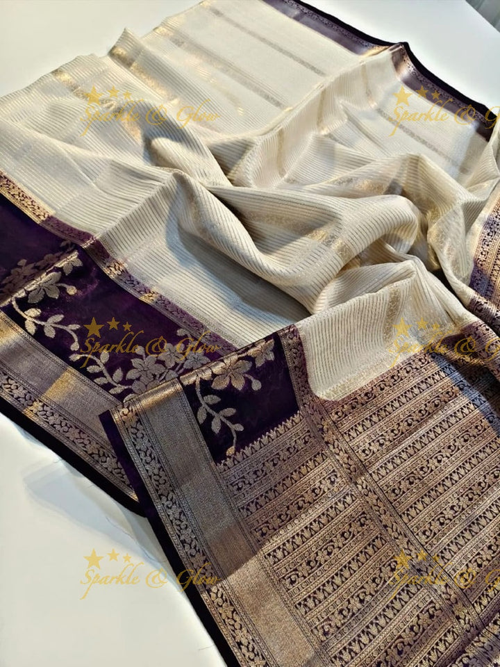 Elegant Banarasi Saree with Floral Weave in Tissue Organza