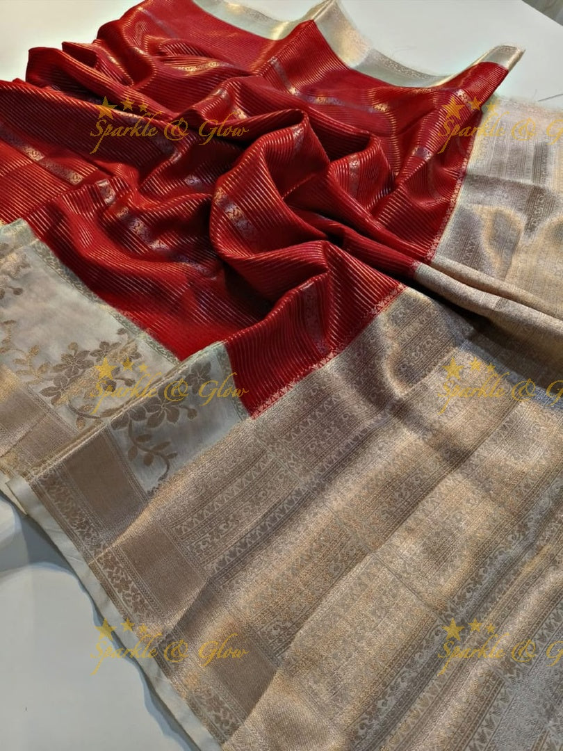 Elegant Banarasi Saree with Floral Weave in Tissue Organza