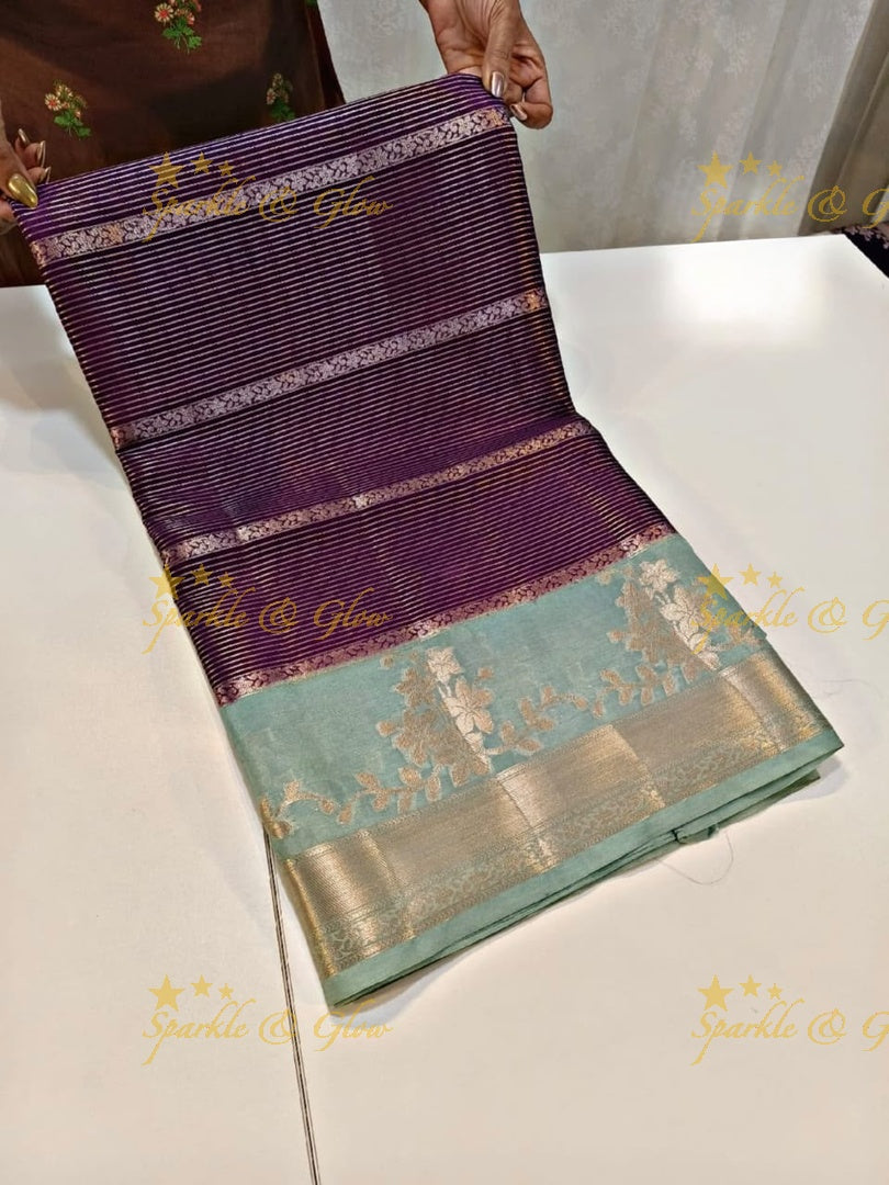Elegant Banarasi Saree with Floral Weave in Tissue Organza
