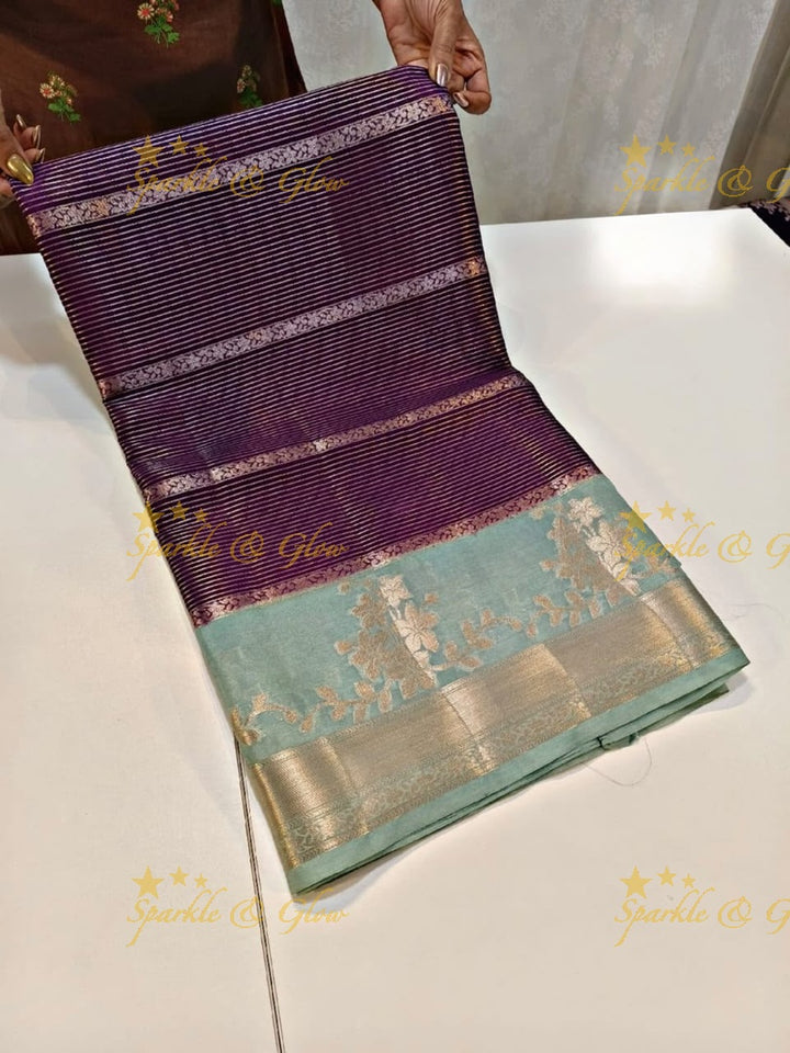 Elegant Banarasi Saree with Floral Weave in Tissue Organza
