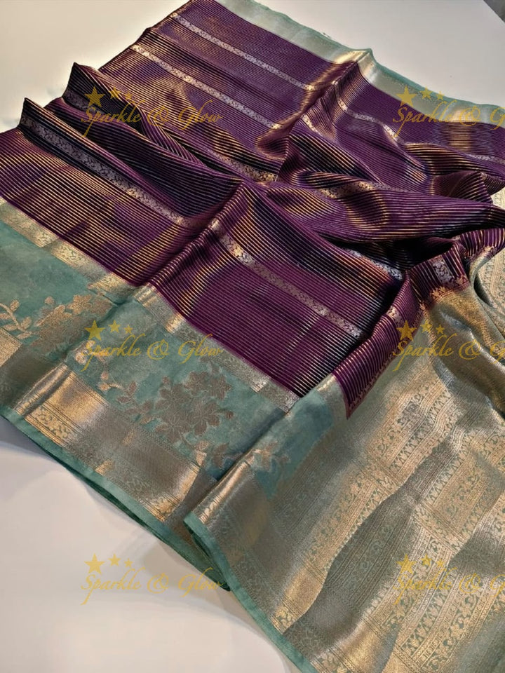 Elegant Banarasi Saree with Floral Weave in Tissue Organza