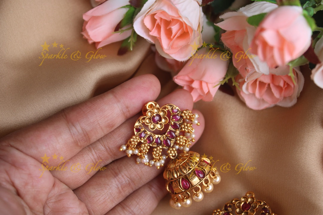 Gold alike antique  kemp jhumukas