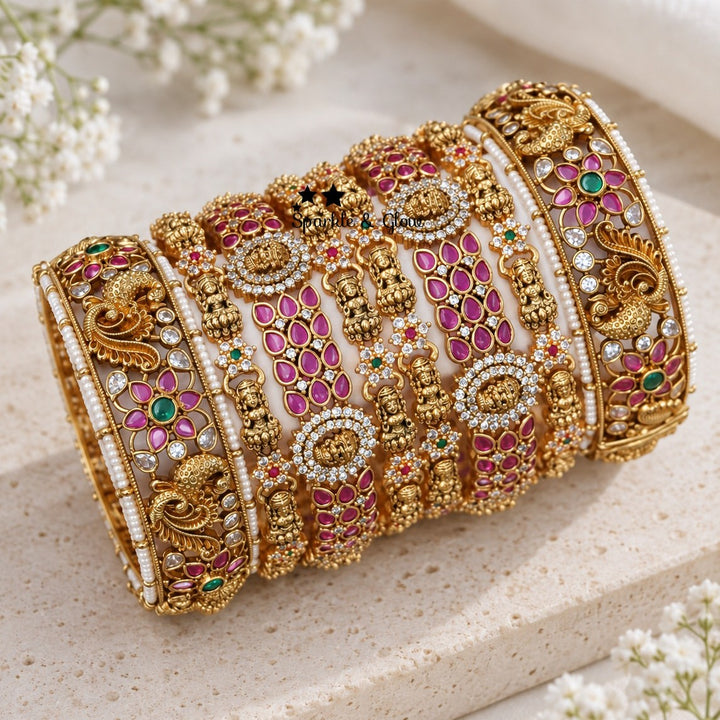 Elegant Kemp Bangles with Divine Lakshmi Motif