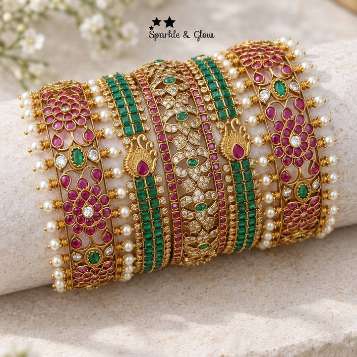 Stunning Indian Bridal Kemp Bangles with Gemstones
