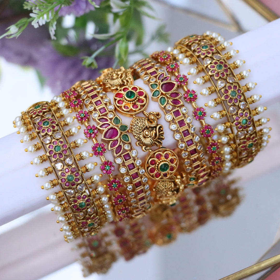 Exquisite Kemp Leaf Bridal Bangle Set – Timeless Elegance