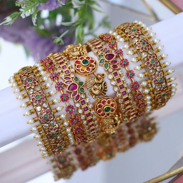 Exquisite Kemp Leaf Bridal Bangle Set – Timeless Elegance