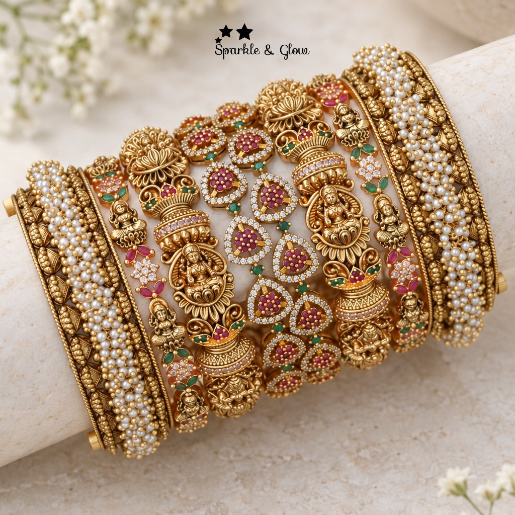 Luxurious Lakshmi Kemp Bangles Online in India