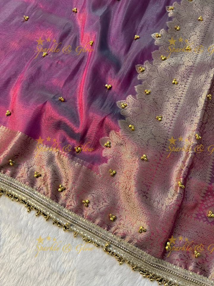 Exquisite Red Banarasi Saree with Ghungroo Edge