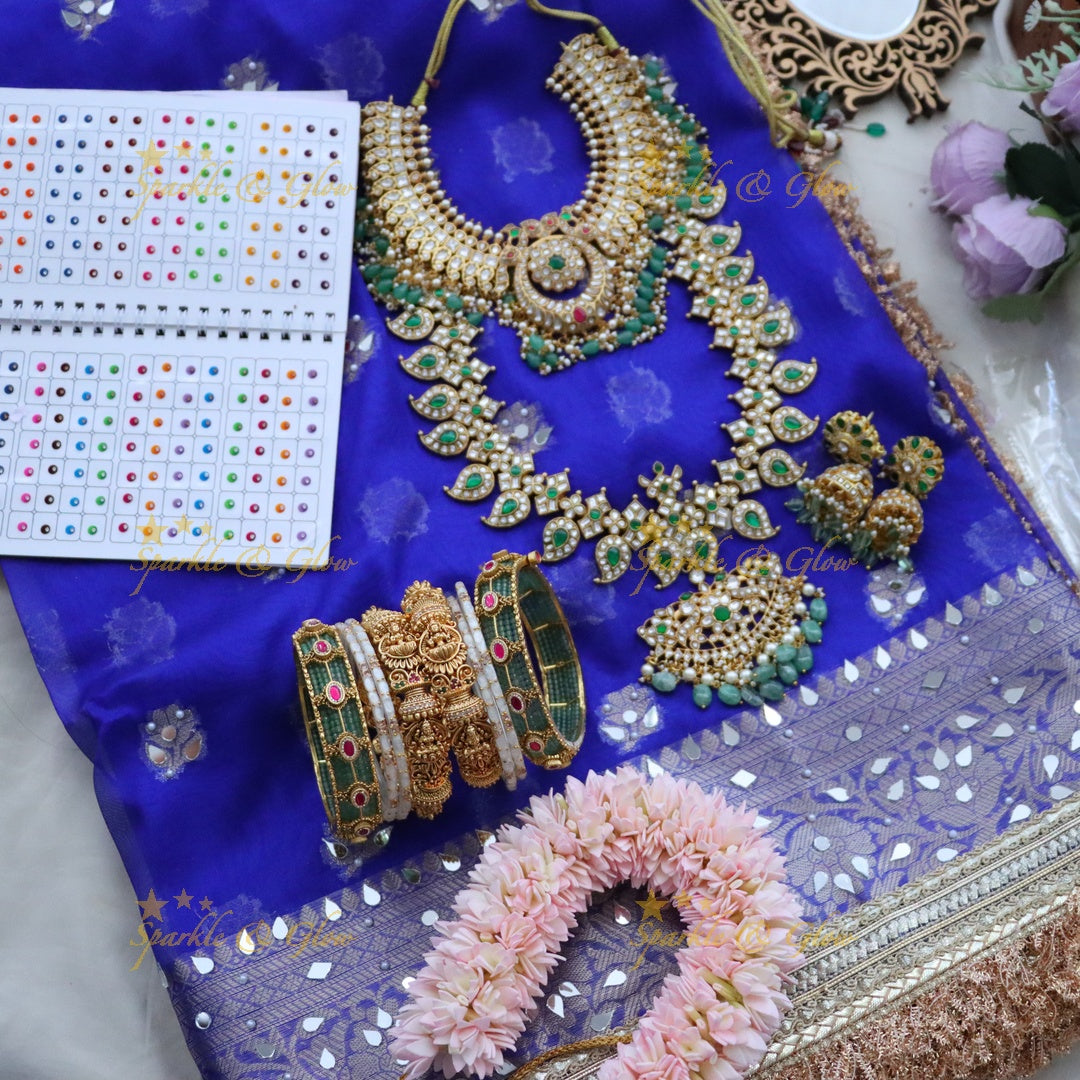 Exquisite Banarasi Saree with Bridal Jewelry Set