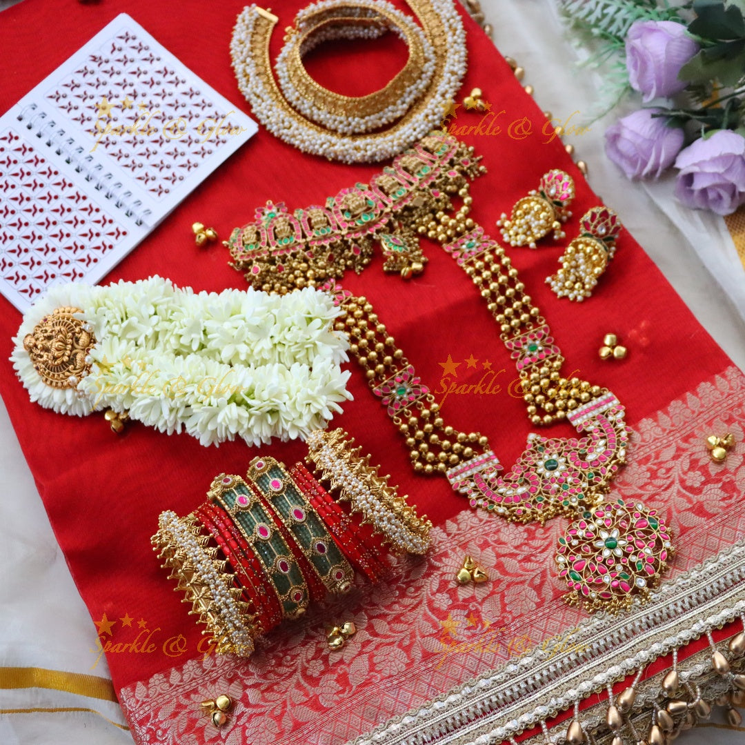 Banarasi Saree and Temple Jewellery Set - Timeless Elegance