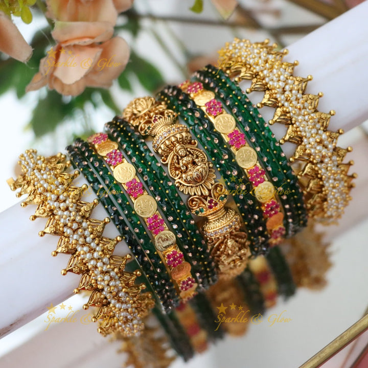 Exquisite Lakshmi Coin Bridal Bangle Set
