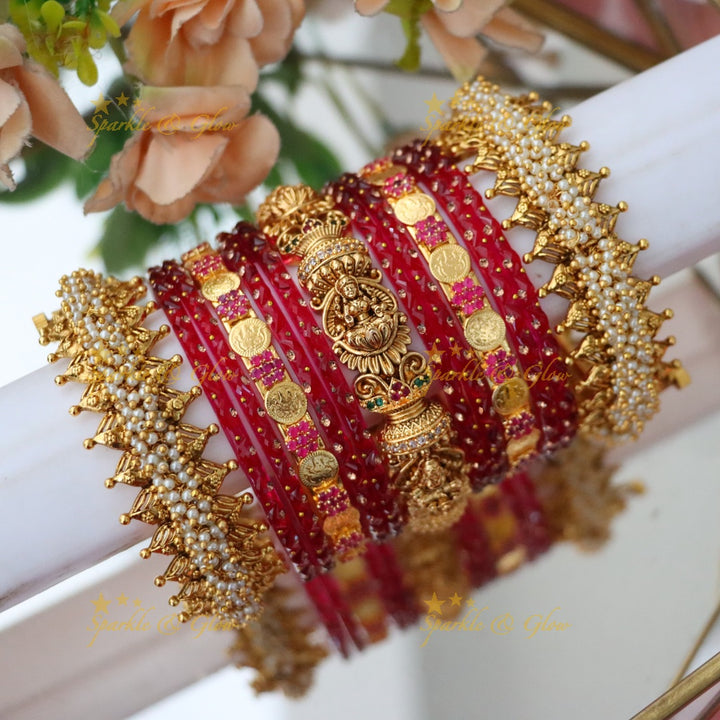 Exquisite Lakshmi Coin Bridal Bangle Set