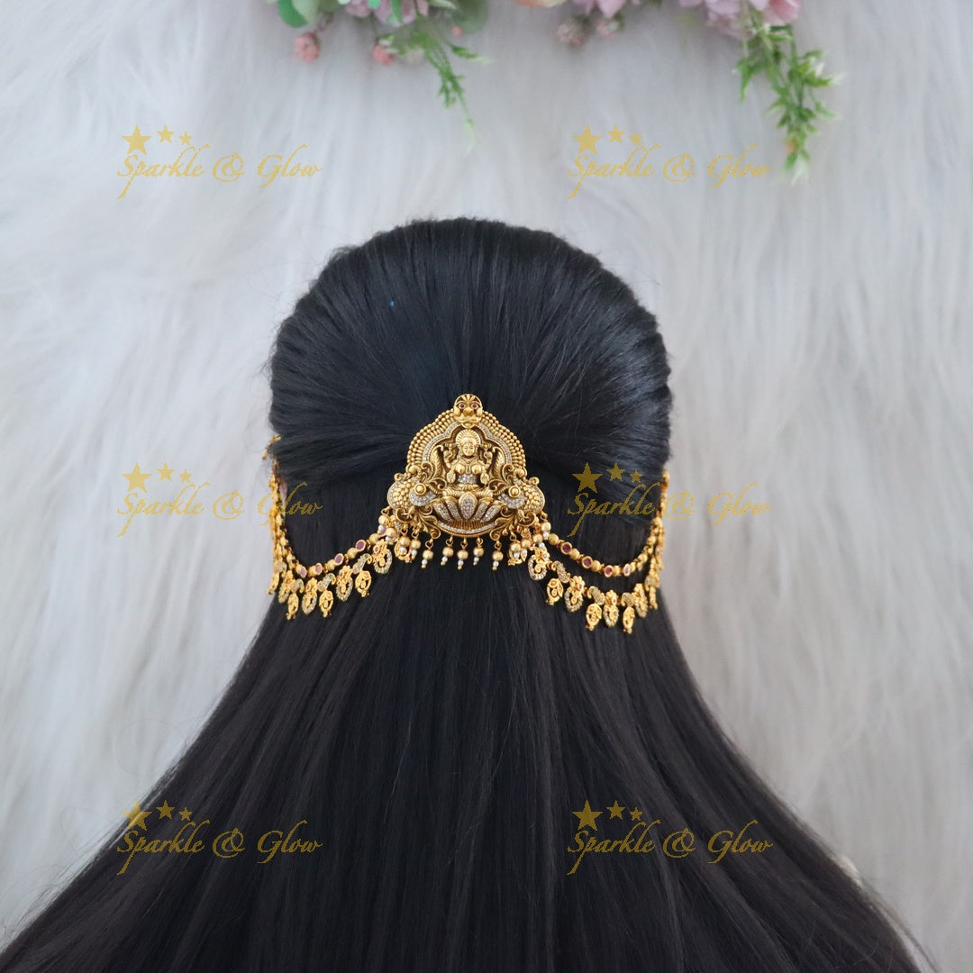 Elegant Peacock Jadabilla & Lakshmi Motif Earchain