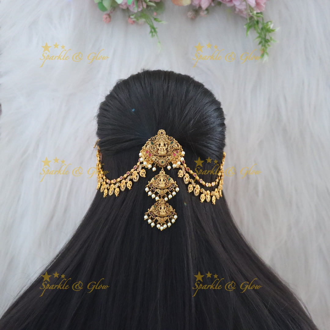 Elegant Lakshmi Ear Chain & Jadabilla Set